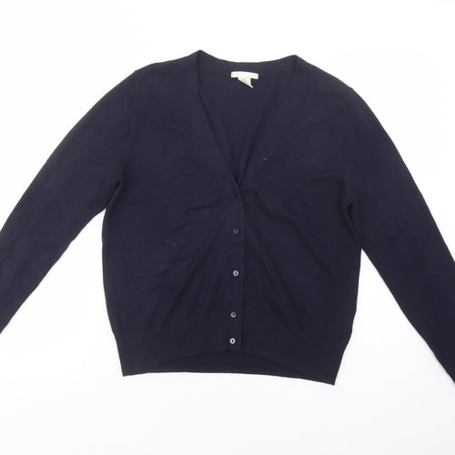 H&M Womens Blue V-Neck  Acrylic Cardigan Jumper Size S