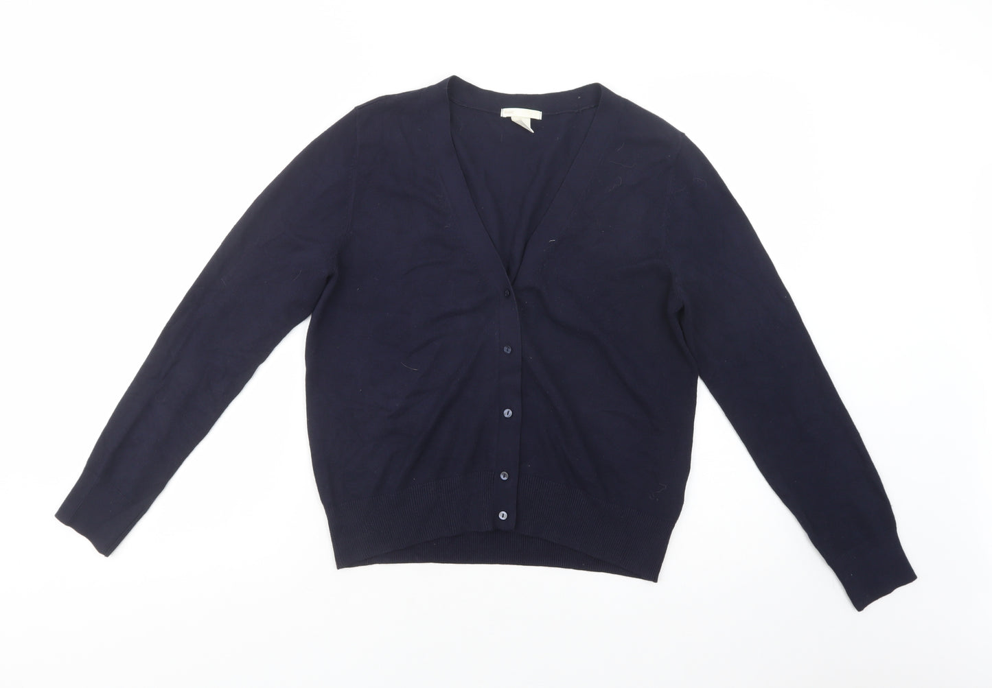 H&M Womens Blue V-Neck  Acrylic Cardigan Jumper Size S