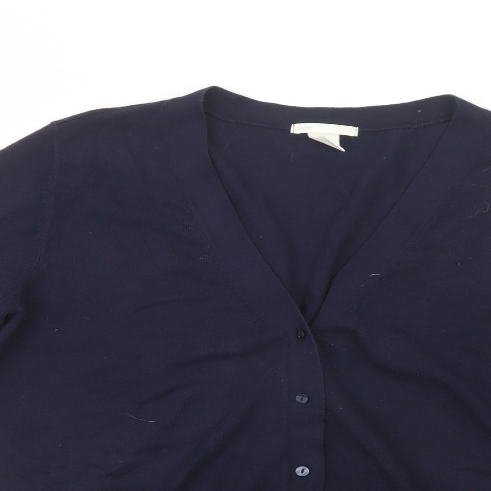 H&M Womens Blue V-Neck  Acrylic Cardigan Jumper Size S