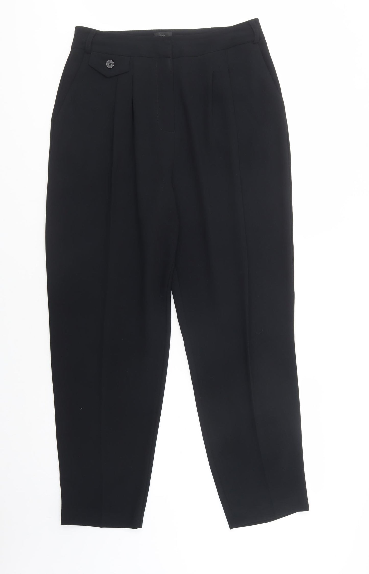 River Island Womens Black  Polyester Dress Pants Trousers Size 14 L30 in Regular Button