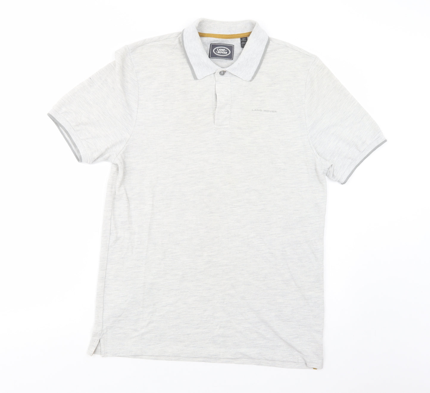 Land Rover Mens Grey  Cotton  Polo Size M Collared Button