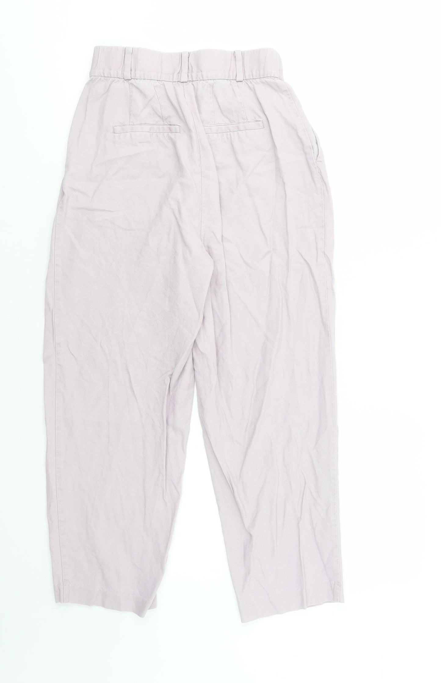 H&M Womens Purple  Lyocell Trousers  Size 8 L25 in Regular Button