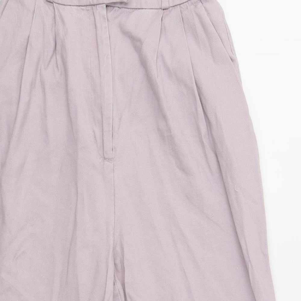H&M Womens Purple  Lyocell Trousers  Size 8 L25 in Regular Button