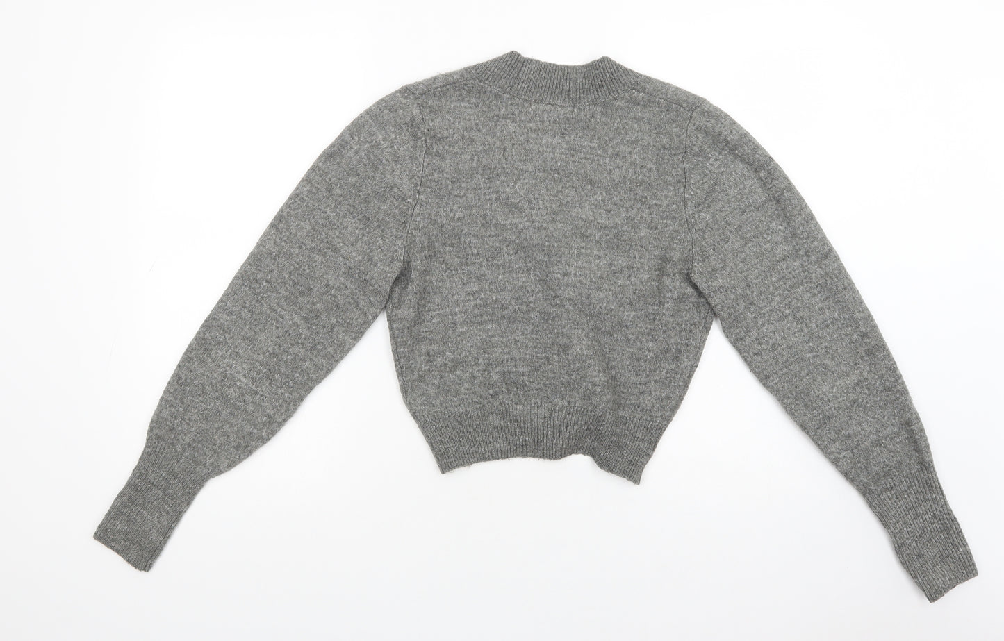 H&M Womens Grey V-Neck  Polyester Cardigan Jumper Size XS   - Pearl Buttons