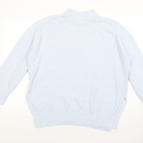 H&M Womens Blue Mock Neck  Polyester Pullover Jumper Size XS