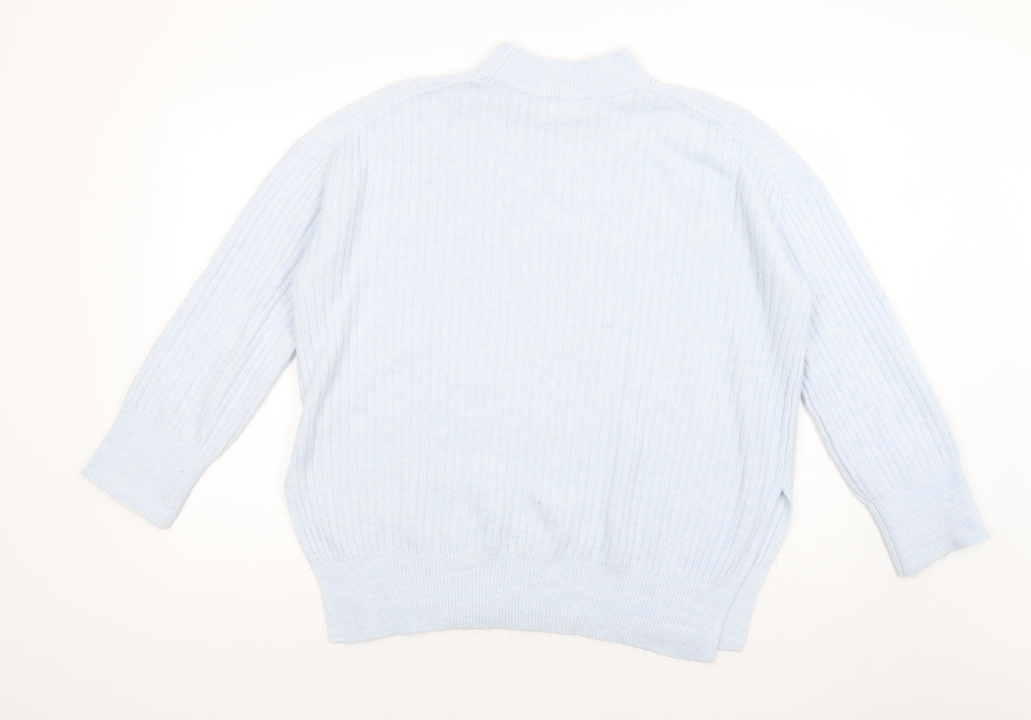 H&M Womens Blue Mock Neck  Polyester Pullover Jumper Size XS