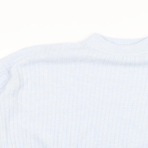 H&M Womens Blue Mock Neck  Polyester Pullover Jumper Size XS