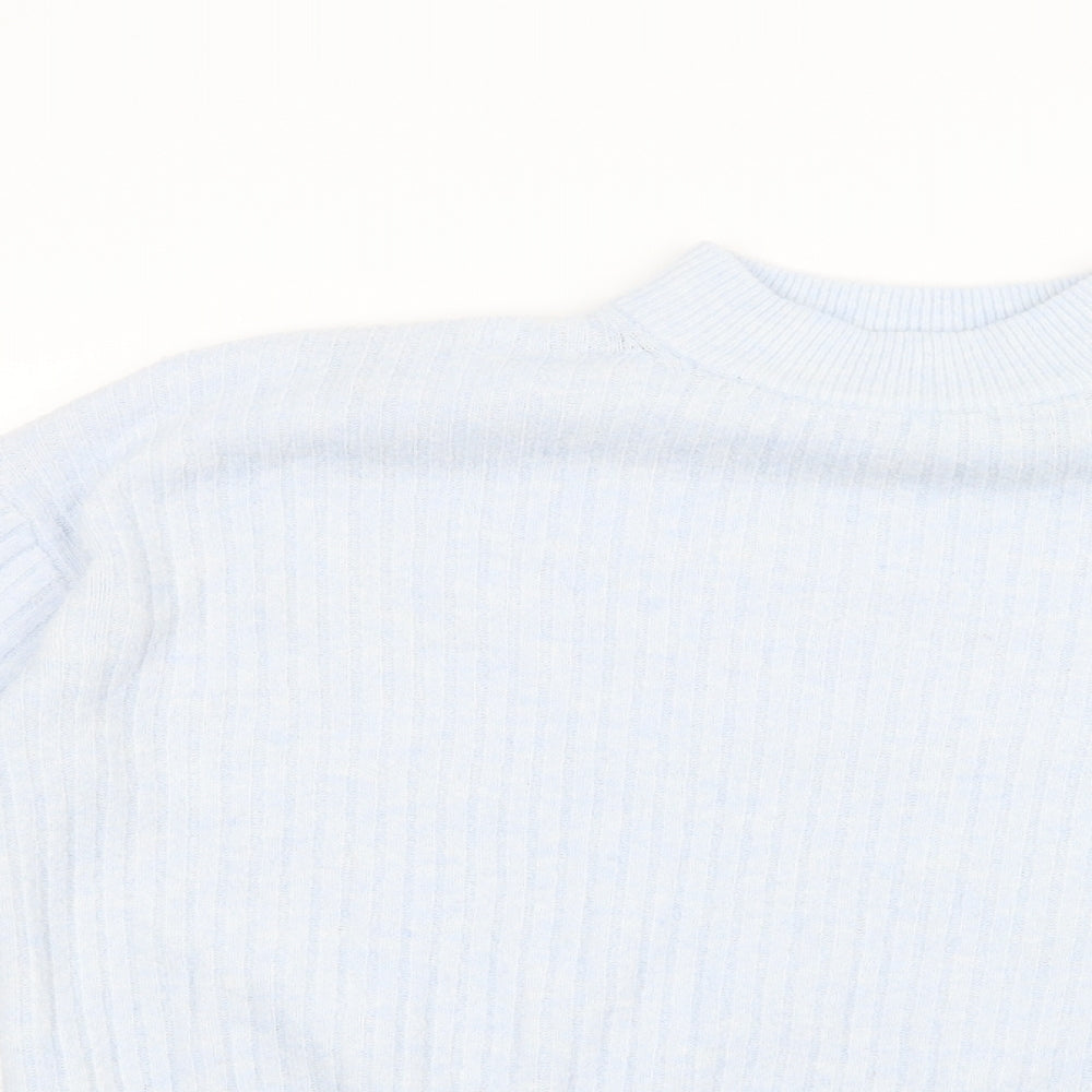H&M Womens Blue Mock Neck  Polyester Pullover Jumper Size XS