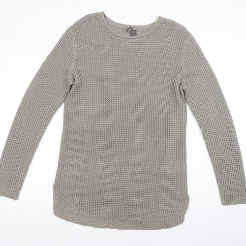H&M Womens Green Boat Neck  Acrylic Tunic Jumper Size M