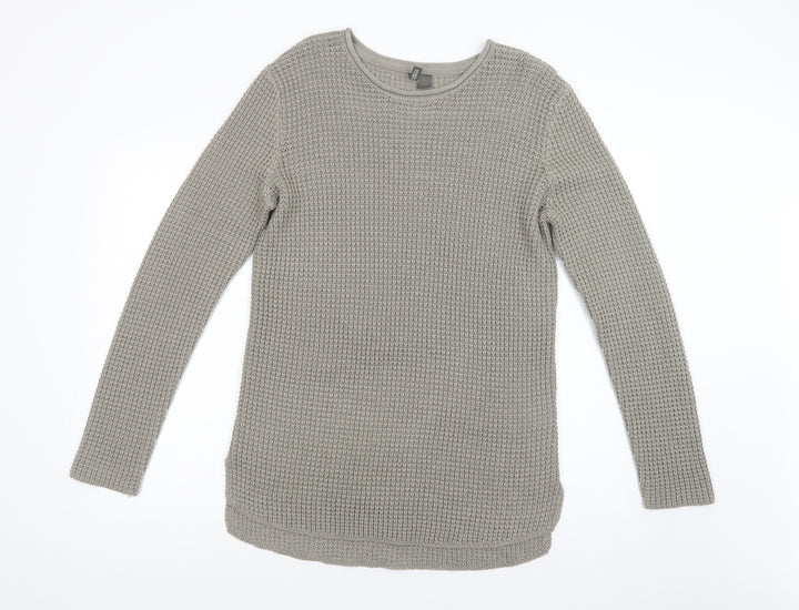 H&M Womens Green Boat Neck  Acrylic Tunic Jumper Size M