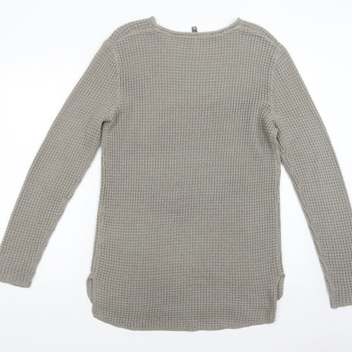 H&M Womens Green Boat Neck  Acrylic Tunic Jumper Size M
