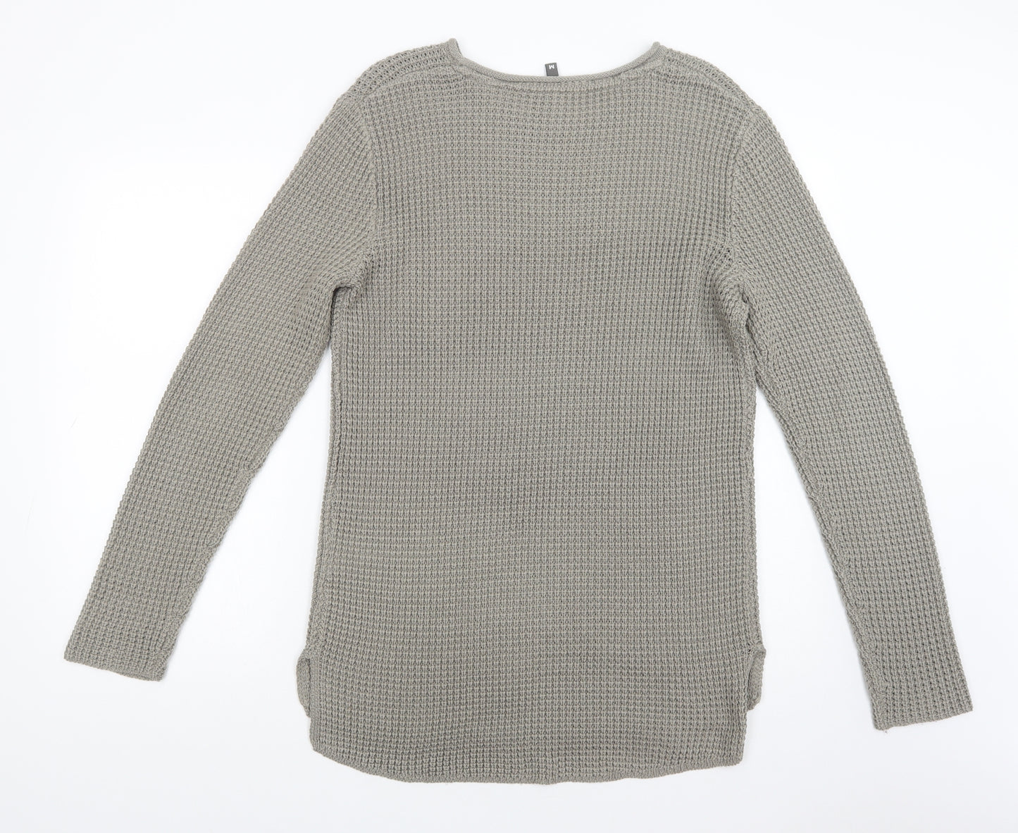 H&M Womens Green Boat Neck  Acrylic Tunic Jumper Size M