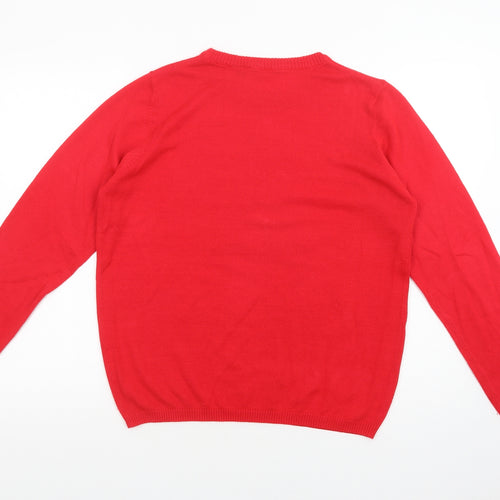ESMARA Womens Red Crew Neck  Acrylic Pullover Jumper Size 14   - Let It Snow