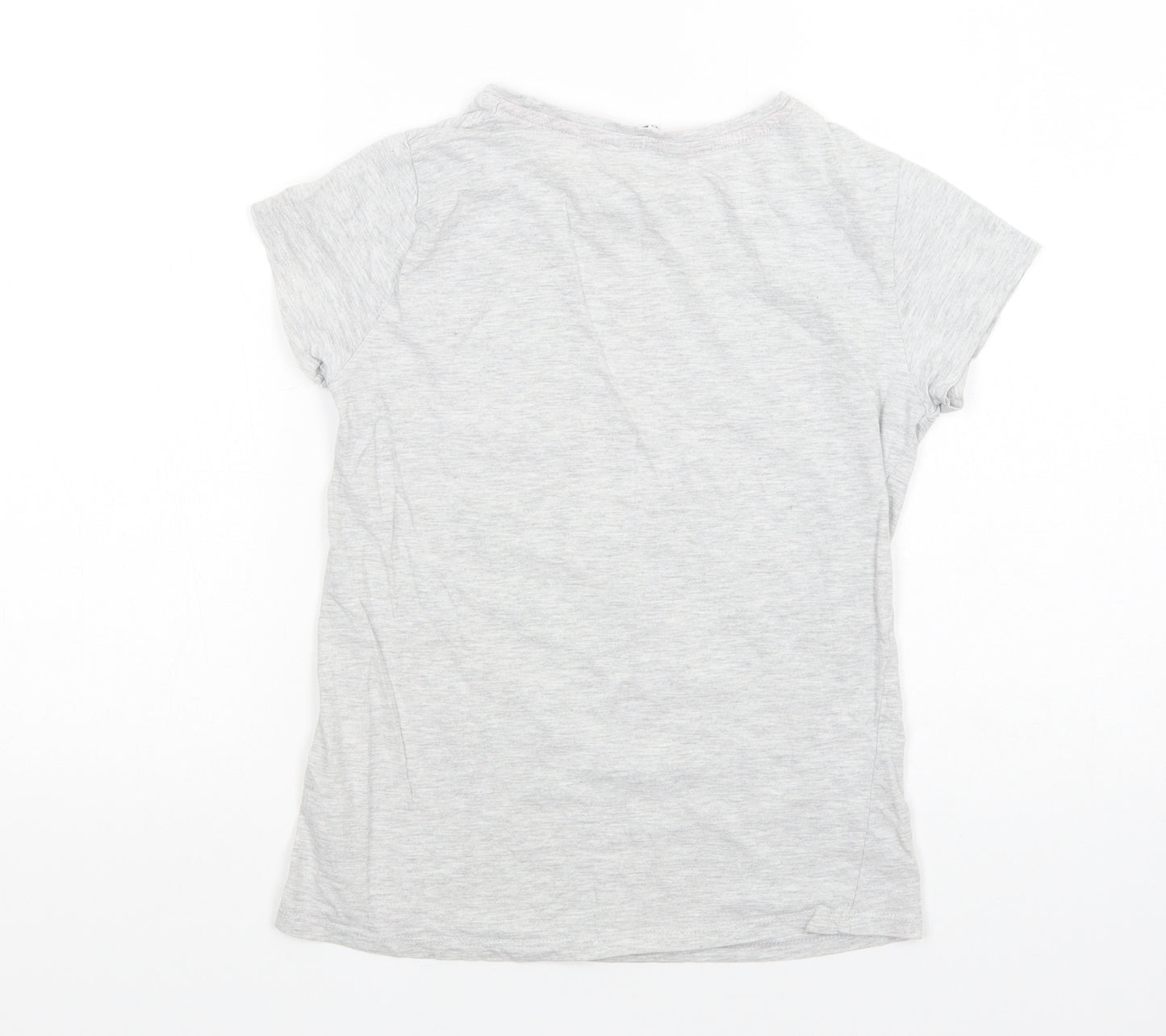 Pep & CO Girls Grey  Cotton Pullover T-Shirt Size 11-12 Years Crew Neck Pullover - Having Fun