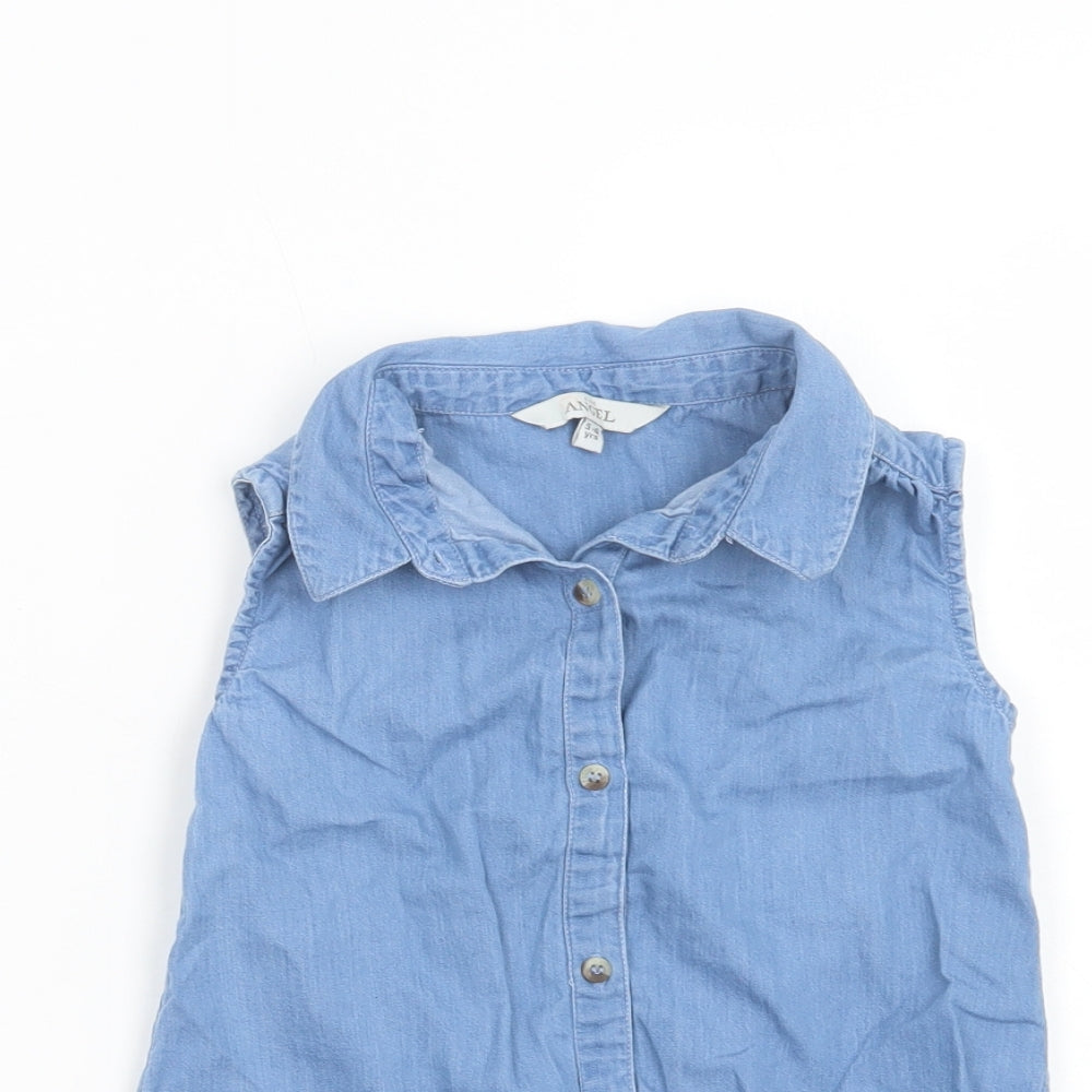 E-vie Angel Girls Blue  Cotton Basic Button-Up Size 5-6 Years Collared Button