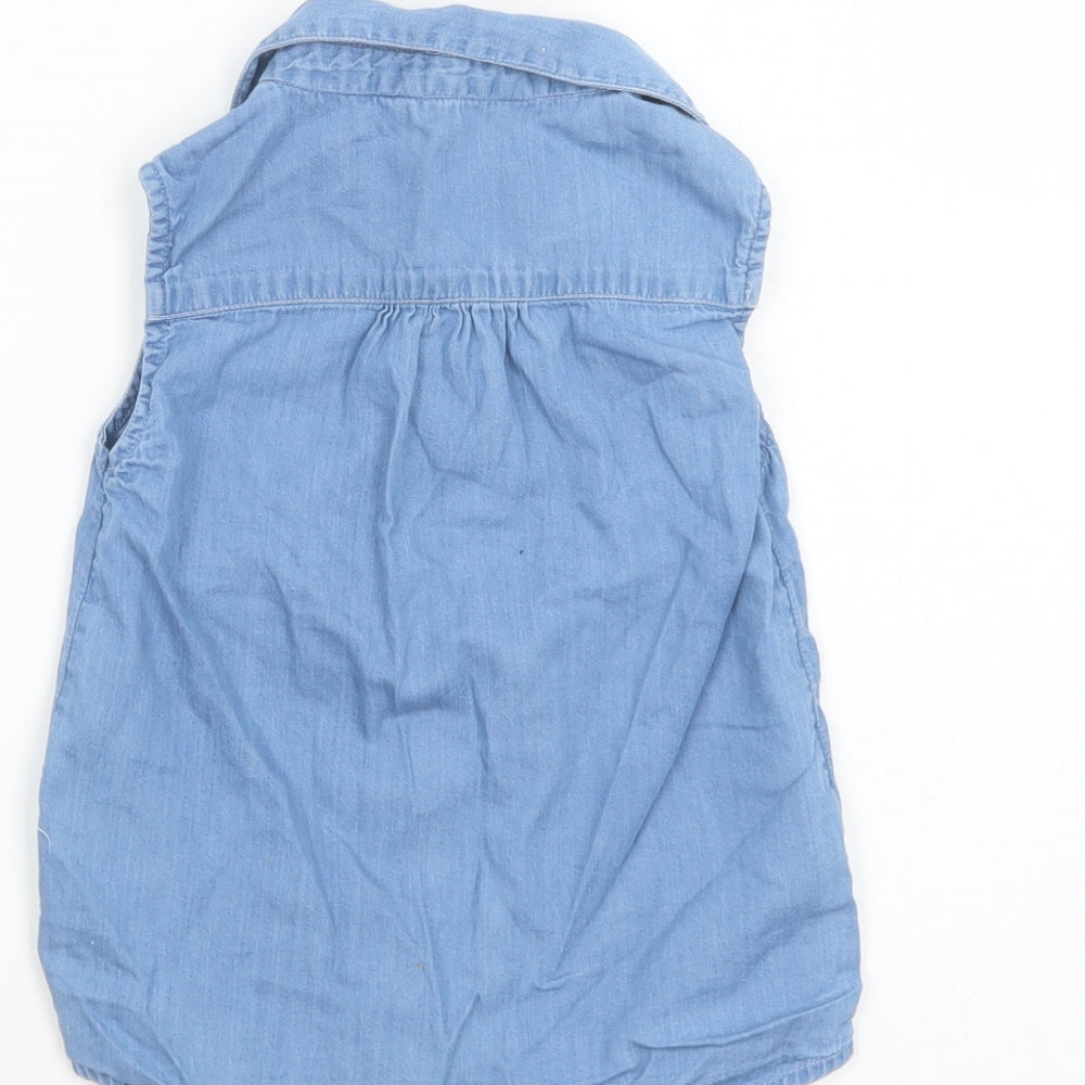 E-vie Angel Girls Blue  Cotton Basic Button-Up Size 5-6 Years Collared Button