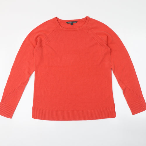 KNITWEAR Womens Red Round Neck  Acrylic Henley Jumper Size 14