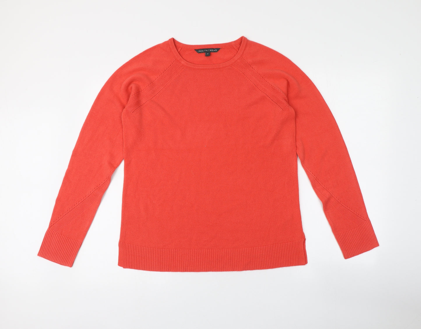 KNITWEAR Womens Red Round Neck  Acrylic Henley Jumper Size 14