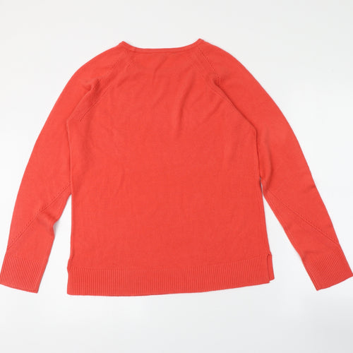 KNITWEAR Womens Red Round Neck  Acrylic Henley Jumper Size 14