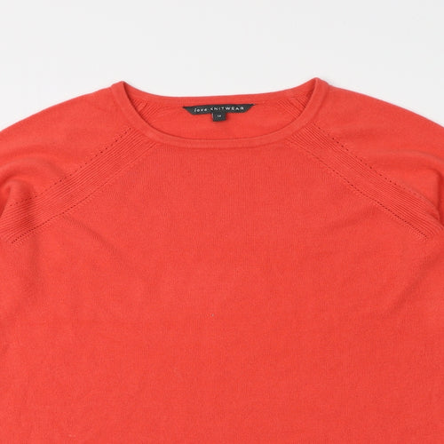 KNITWEAR Womens Red Round Neck  Acrylic Henley Jumper Size 14