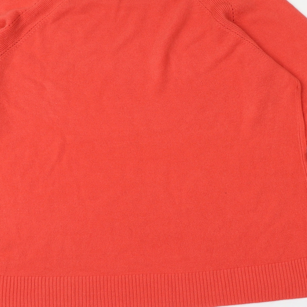 KNITWEAR Womens Red Round Neck  Acrylic Henley Jumper Size 14