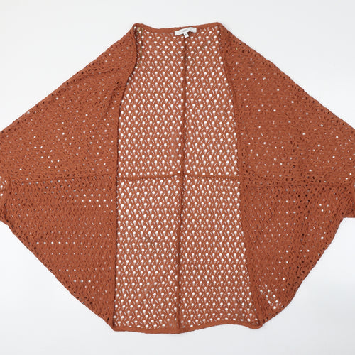 NEXT Womens Brown V-Neck  Polyester Shrug Jumper Size S