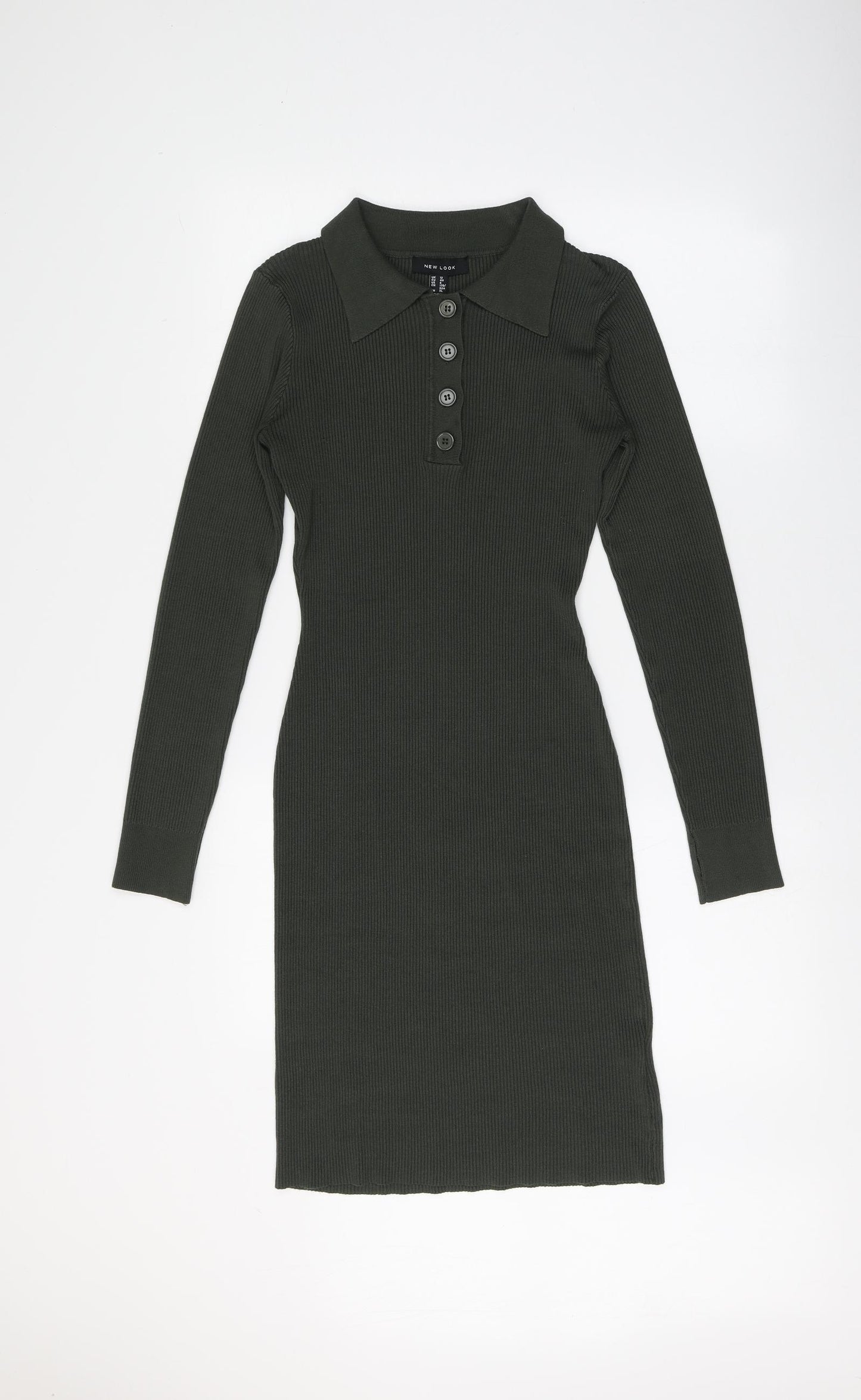 New Look Womens Green  Viscose Jumper Dress  Size 12  V-Neck