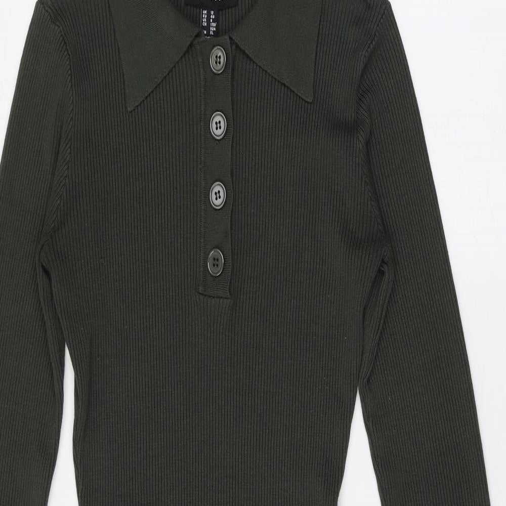 New Look Womens Green  Viscose Jumper Dress  Size 12  V-Neck