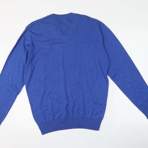 Henleys Mens Blue V-Neck  Cotton Pullover Jumper Size M