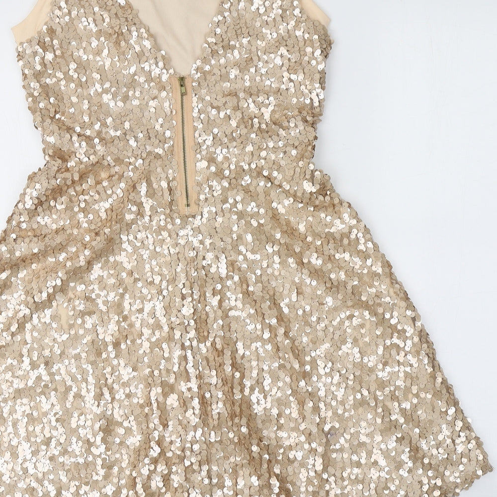 Atmosphere Womens Gold  Polyester Mini  Size 8