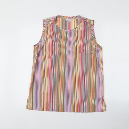 Bonita Womens Multicoloured Striped Polyester Basic Tank Size 12 Round Neck