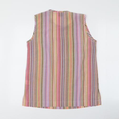Bonita Womens Multicoloured Striped Polyester Basic Tank Size 12 Round Neck