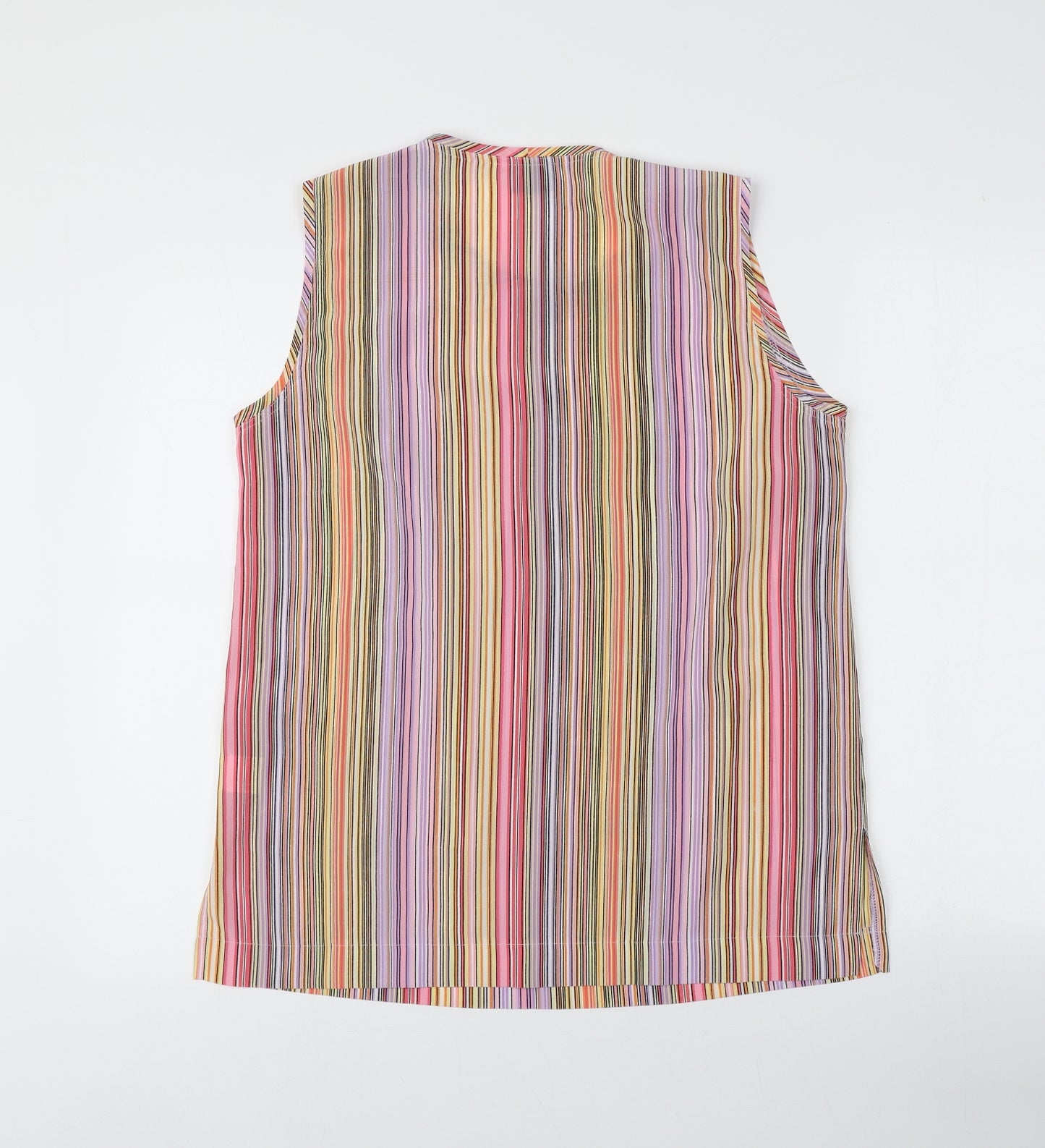 Bonita Womens Multicoloured Striped Polyester Basic Tank Size 12 Round Neck