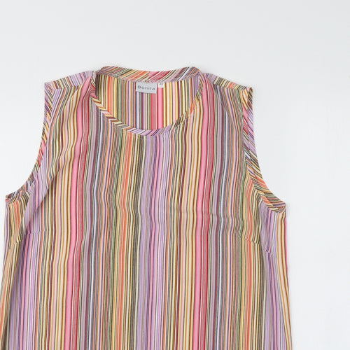 Bonita Womens Multicoloured Striped Polyester Basic Tank Size 12 Round Neck