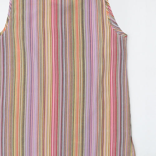 Bonita Womens Multicoloured Striped Polyester Basic Tank Size 12 Round Neck