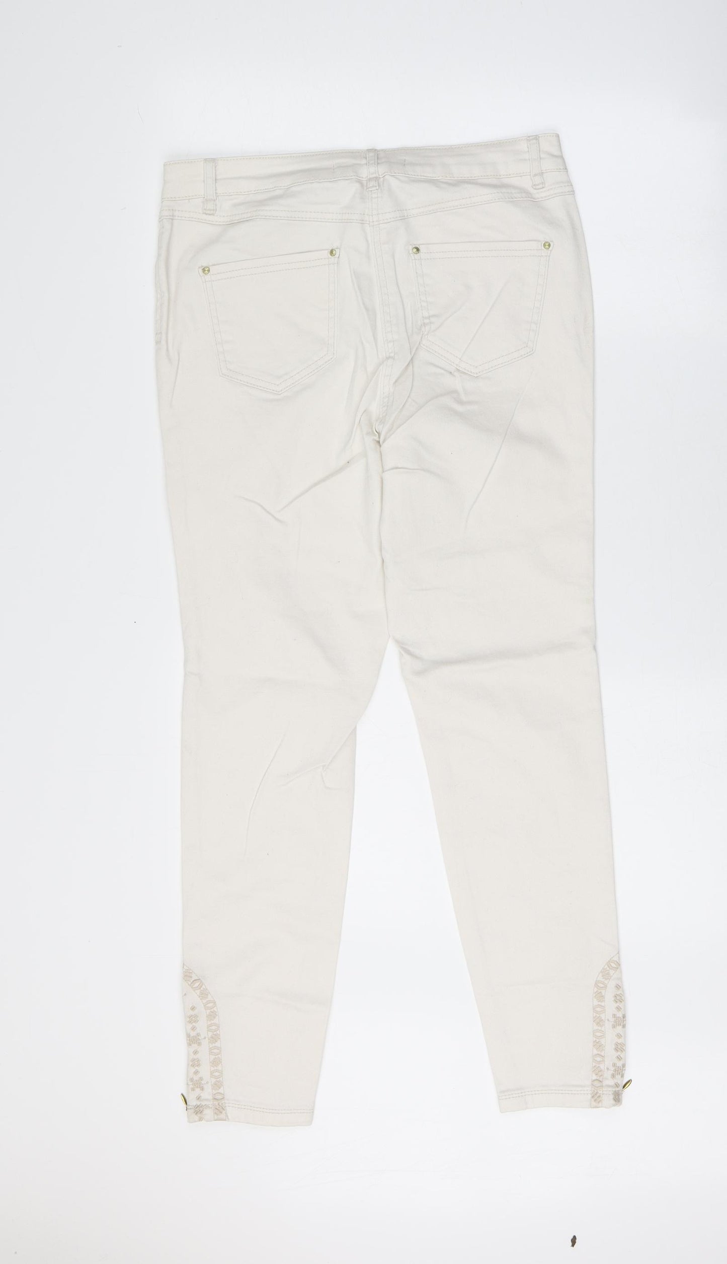 George Womens Ivory  Cotton Straight Jeans Size 12 L27 in Regular
