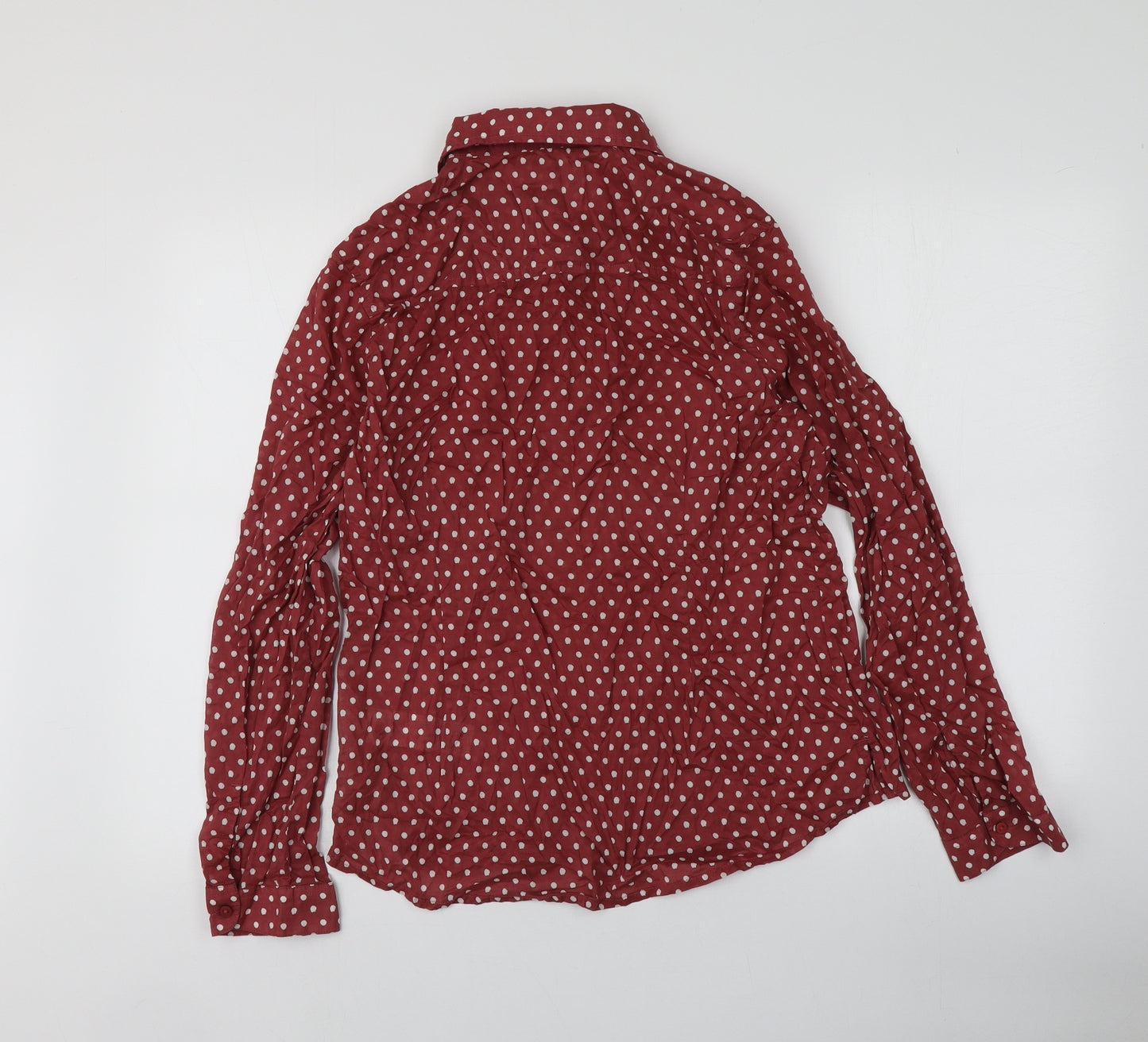 Seasalt Womens Red Polka Dot 100% Cotton Basic Button-Up Size 14 Collared