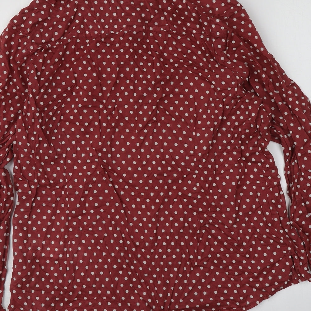 Seasalt Womens Red Polka Dot 100% Cotton Basic Button-Up Size 14 Collared