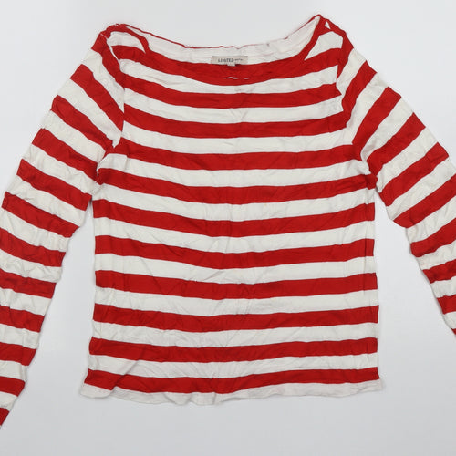 Limited Collection  Womens Multicoloured Scoop Neck Striped Polyester Pullover Jumper Size 14