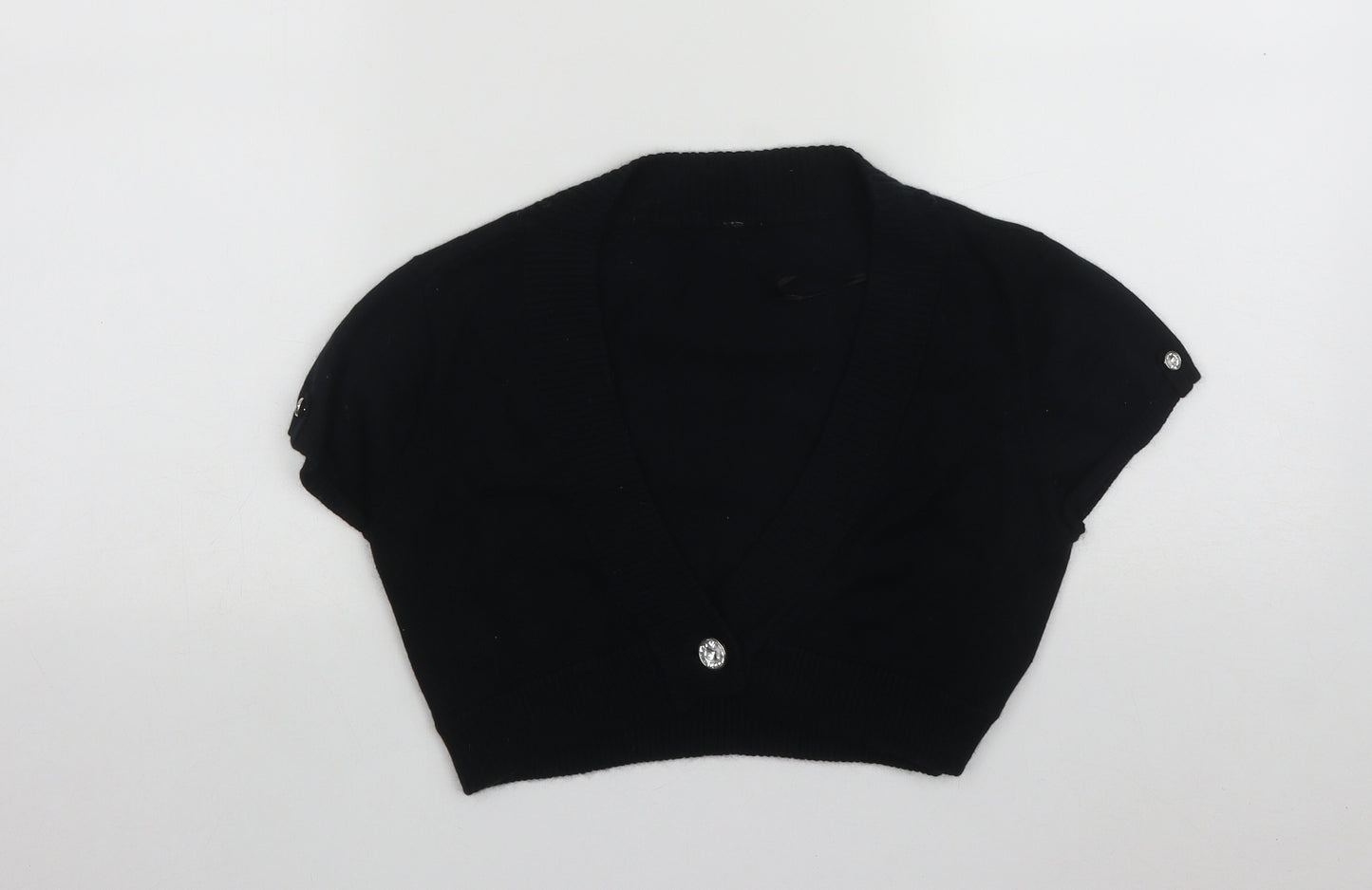 Bay   Womens Black V-Neck  Cotton Shrug Jumper Size 14