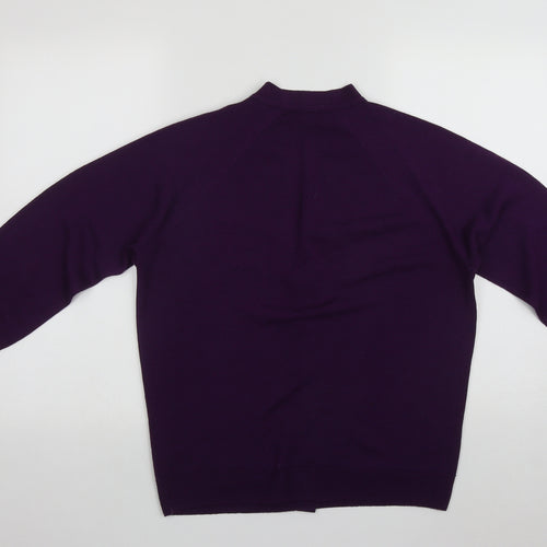 Edinburgh Womens Purple V-Neck  Acrylic Cardigan Jumper Size M