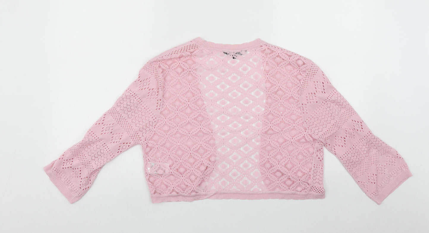 Peacocks Womens Pink V-Neck  Viscose Shrug Jumper Size 14