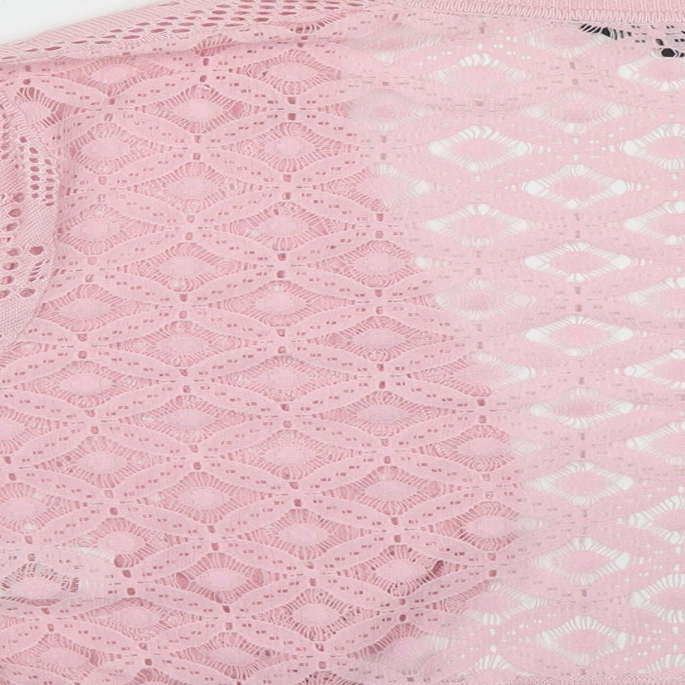 Peacocks Womens Pink V-Neck  Viscose Shrug Jumper Size 14