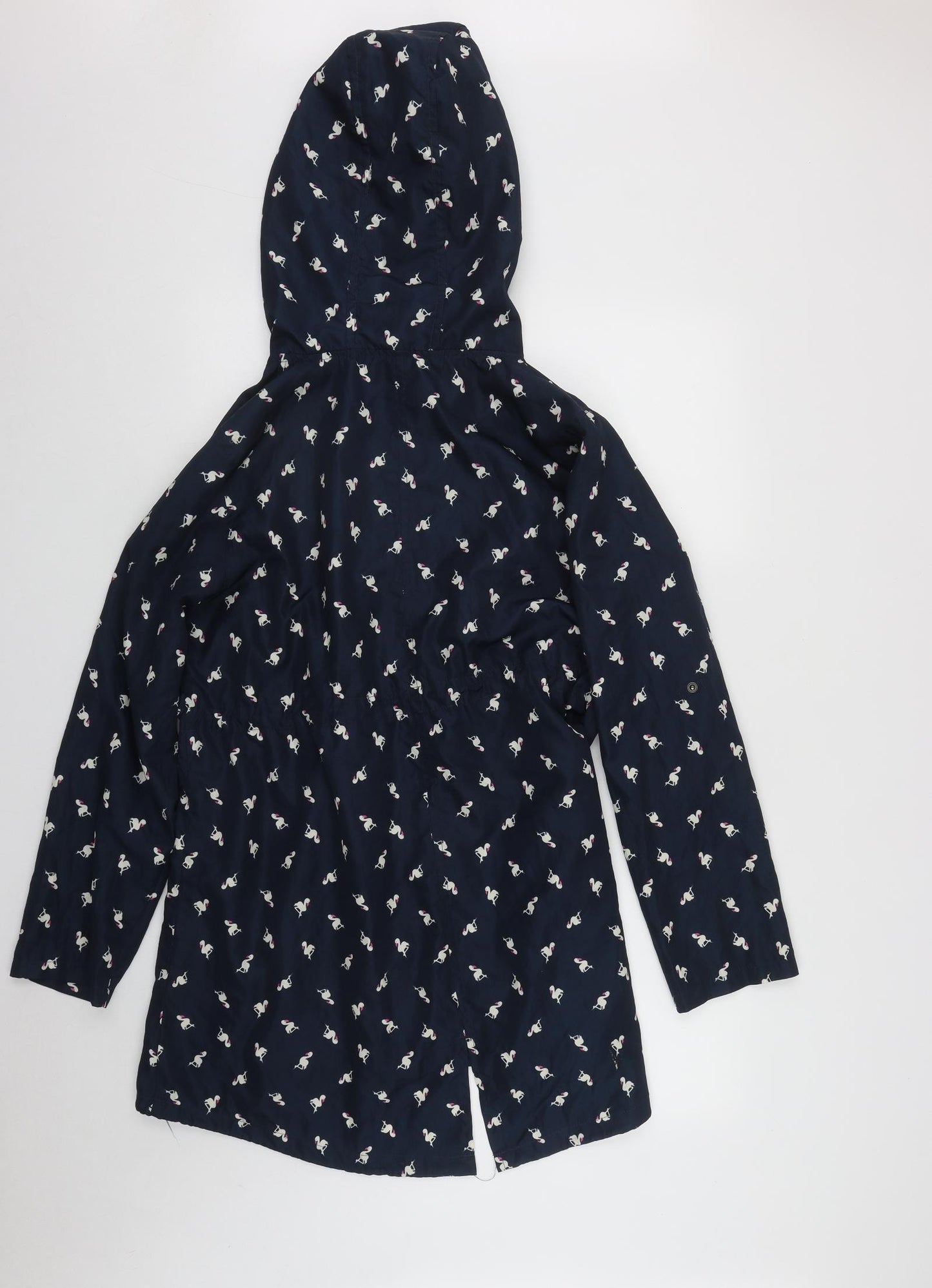 Primark Womens Blue   Rain Coat Coat Size M  Zip - Flamingo print