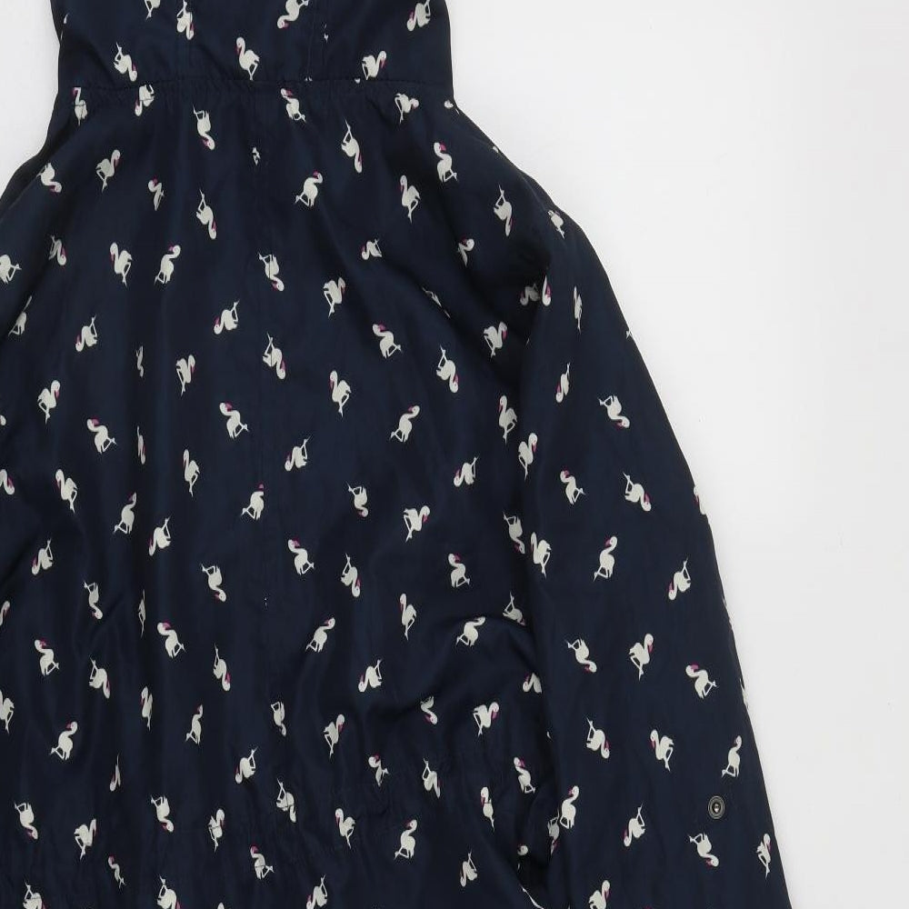 Primark Womens Blue   Rain Coat Coat Size M  Zip - Flamingo print