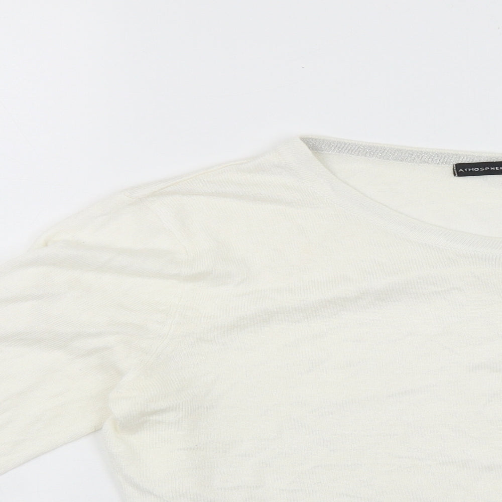Atmosphere Womens White Round Neck  Cotton Cardigan Jumper Size 14