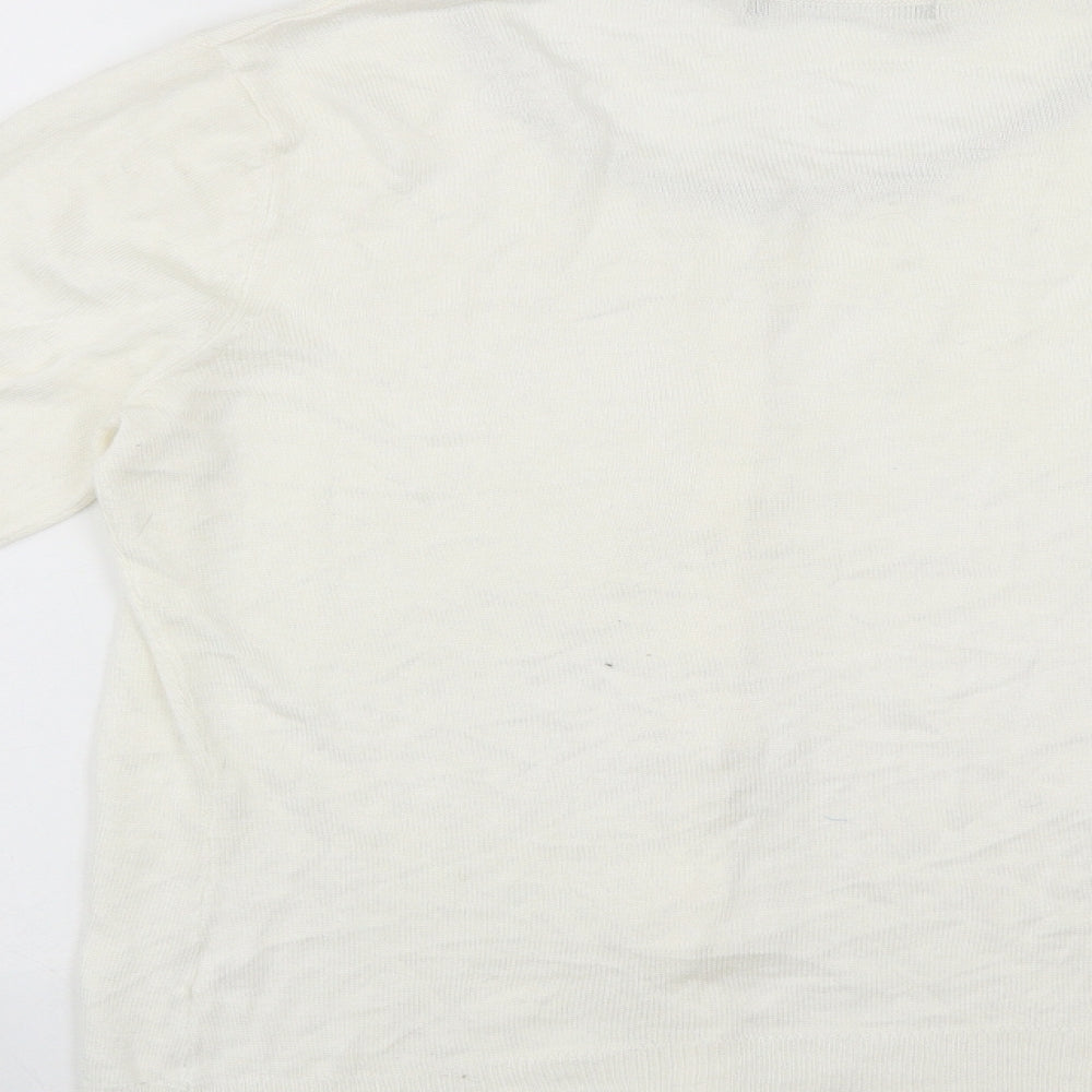 Atmosphere Womens White Round Neck  Cotton Cardigan Jumper Size 14