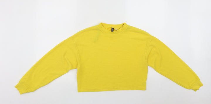 Divided Womens Yellow Round Neck Polyester Pullover Jumper Size XS
