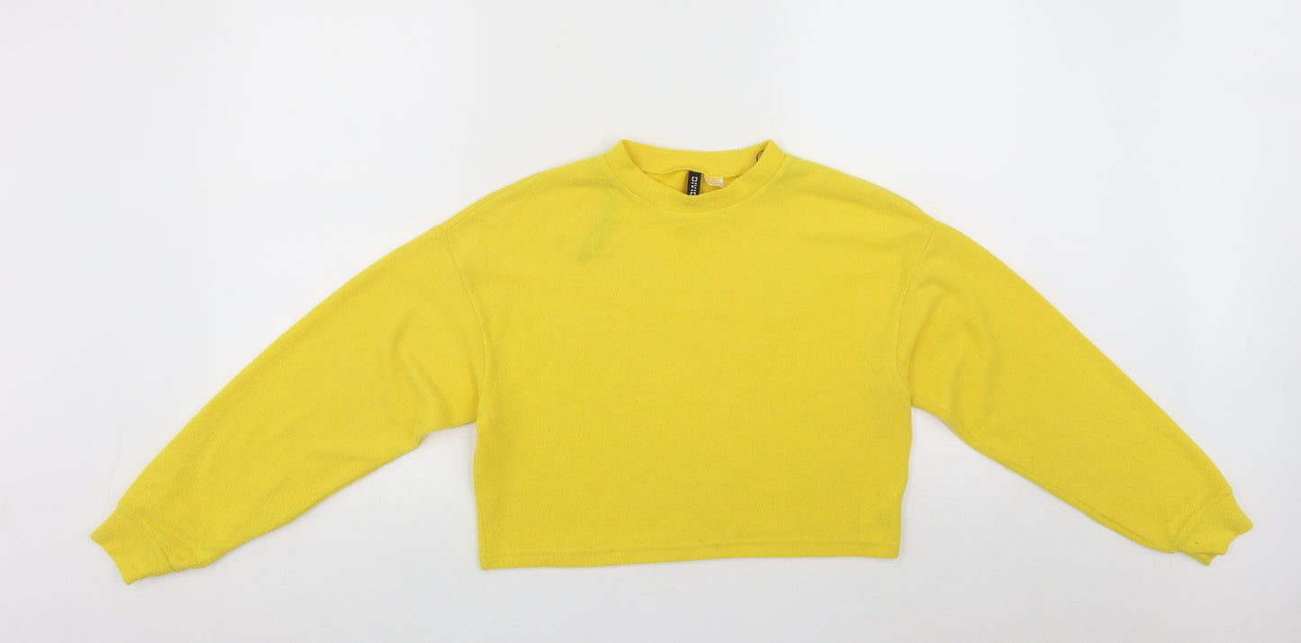 Divided Womens Yellow Round Neck  Polyester Pullover Jumper Size XS
