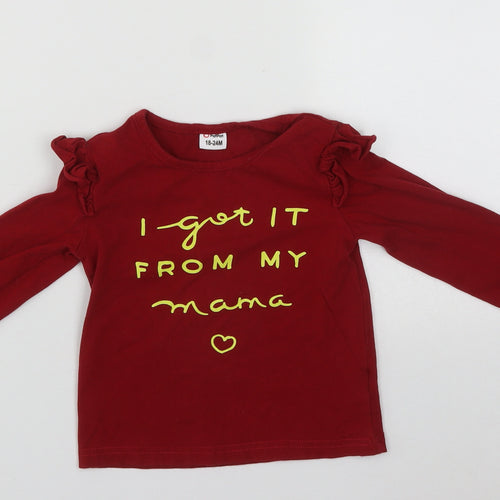 PatPat Girls Red  Cotton Pullover Jumper Size 18-24 Months